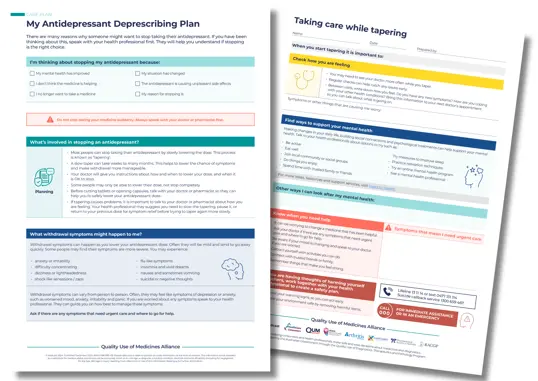 QHub antidepressants care plan snapshot