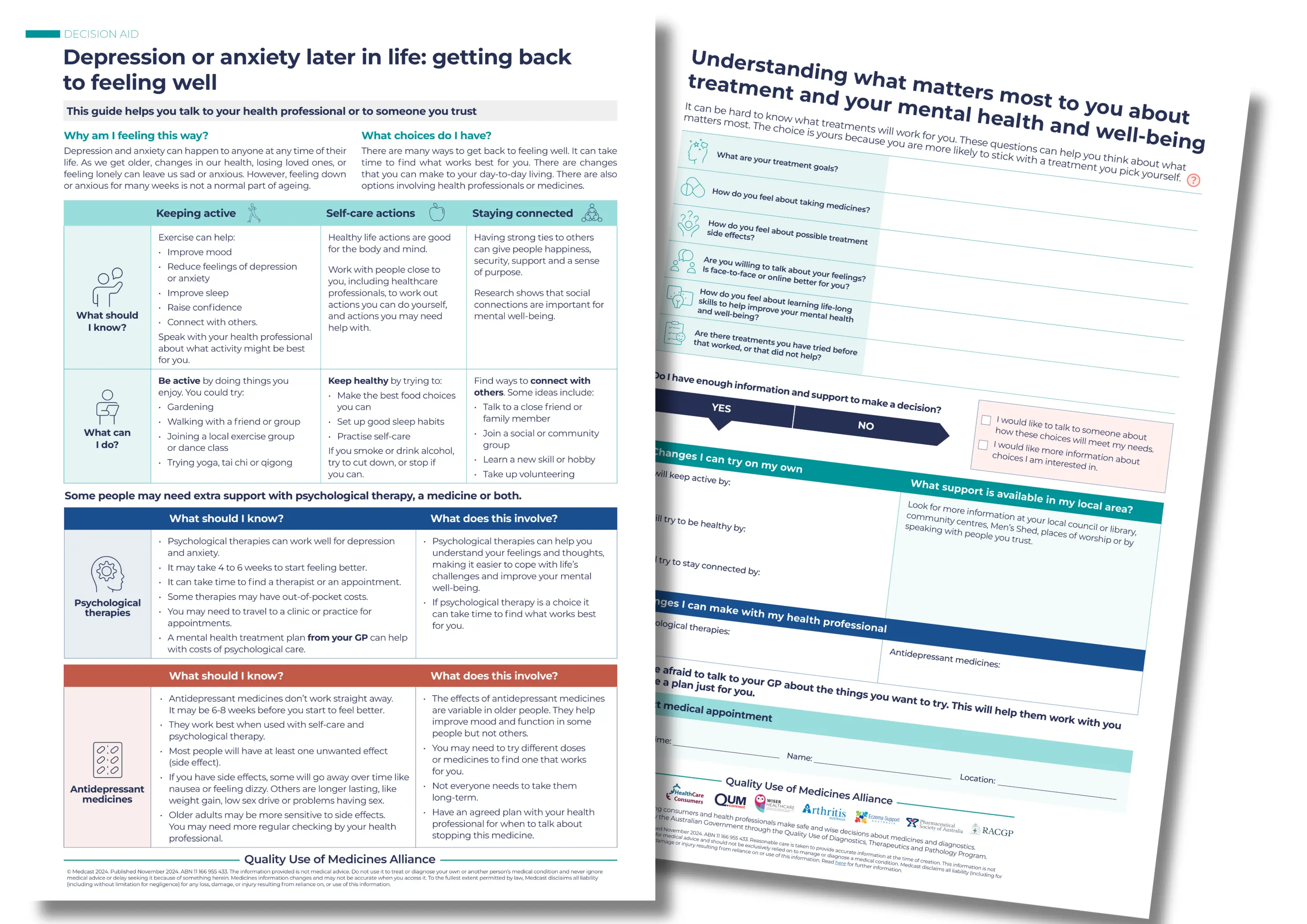 QHub antidepressants decision aid snapshot