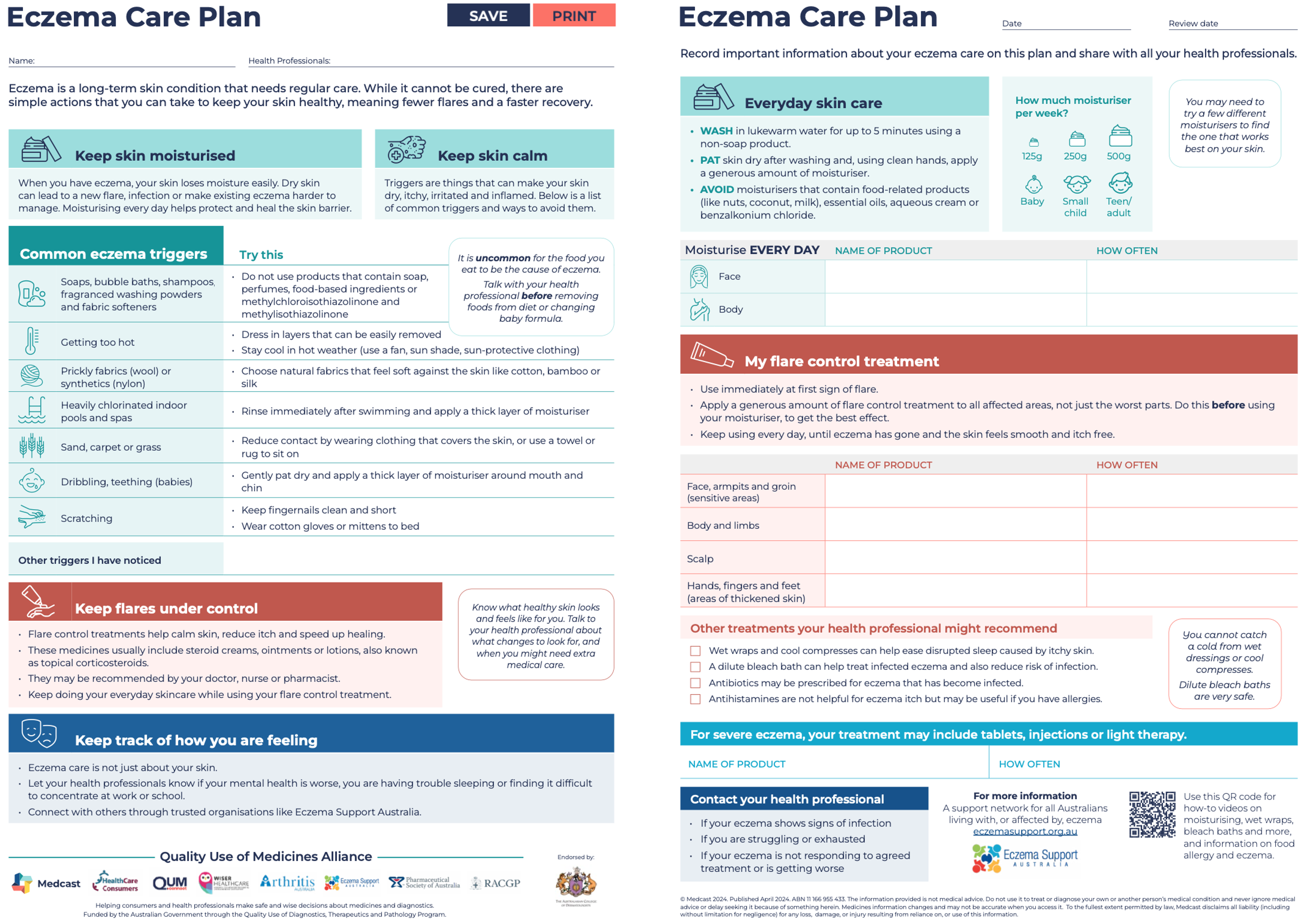 QHUB Eczema Care Plan 2024 Snapshot